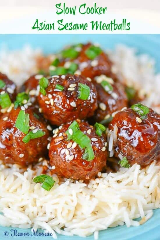 Slow Cooker Asian Sesame Meatballs by Flavor Mosaic