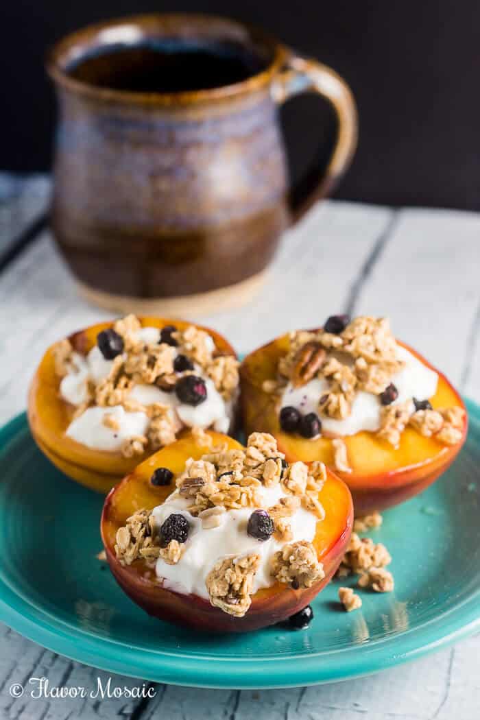 Grilled Peaches with Yogurt and Granola