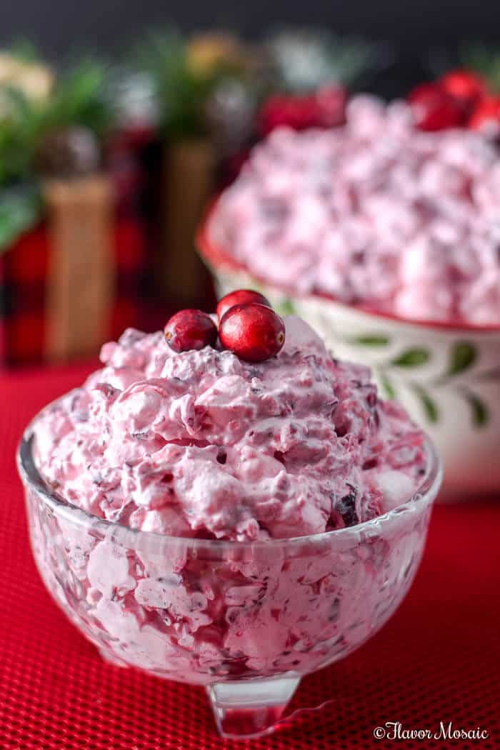 Cranberry Fluff Salad with Cranberries, Marshmallows and Pineapple