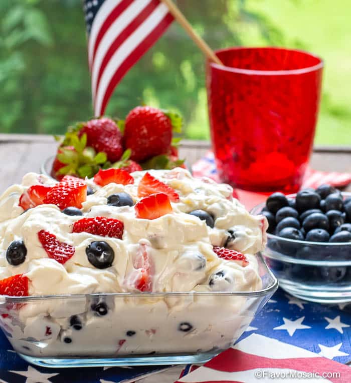 Berry Cheesecake Salad - Summer Red White and Blue