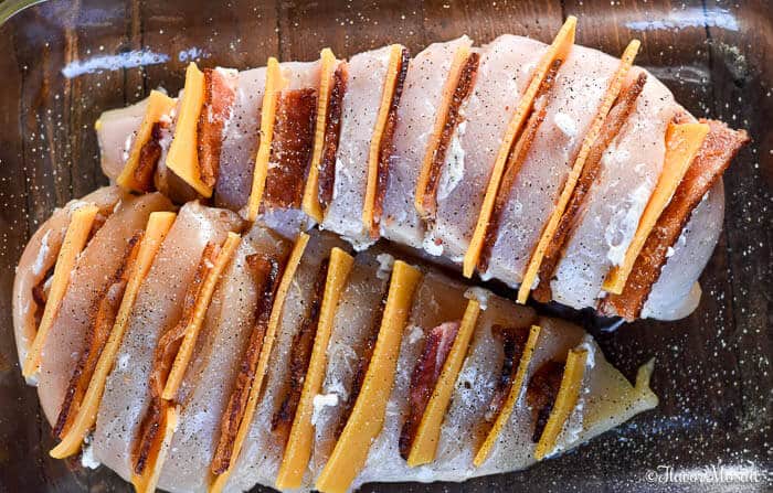 Hasselback Chicken Stuffed with Bacon, Ranch and Cheddar