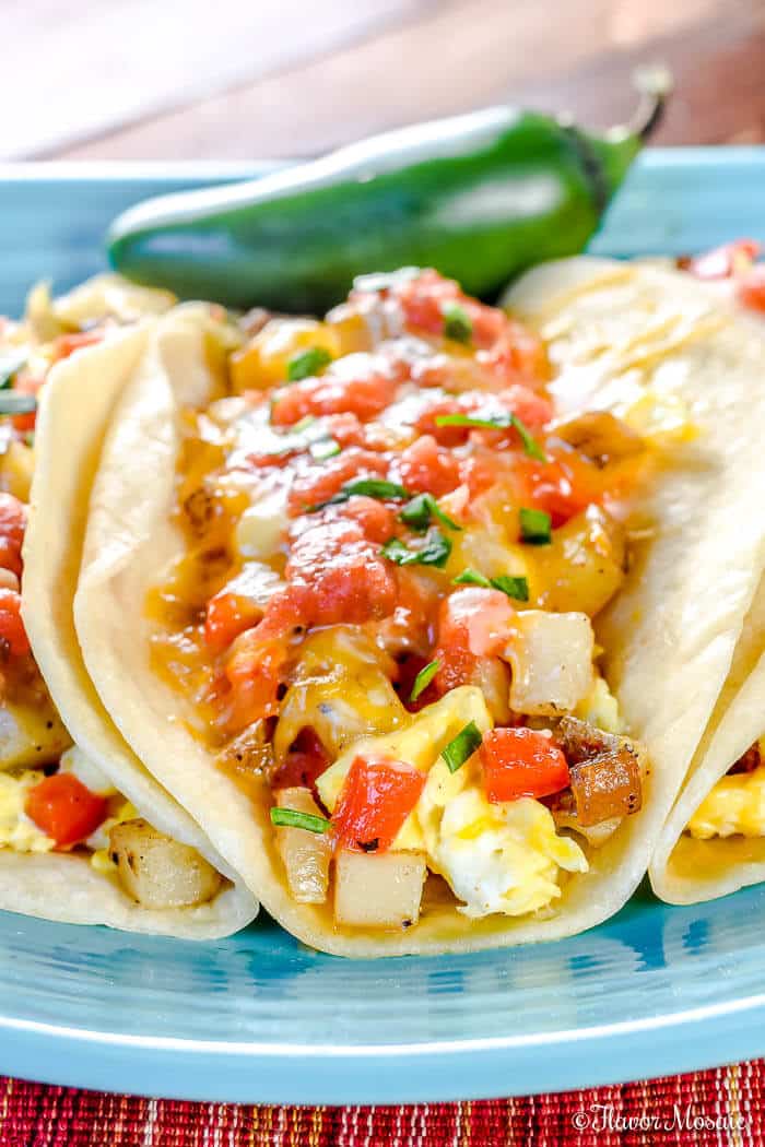 Breakfast Tacos with Potatoes, Eggs and Cheese - Flavor Mosaic
