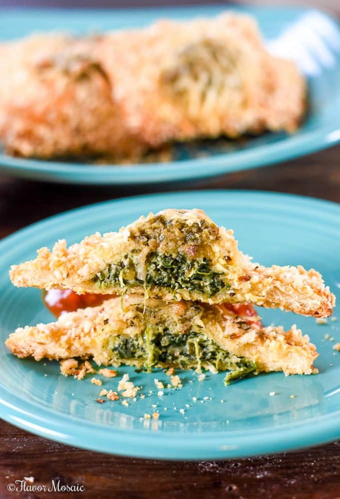 Toasted Spinach Pesto Ravioli - Flavor Mosaic