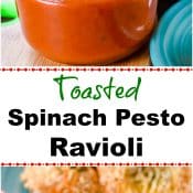 Toasted Spinach Pesto Ravioli
