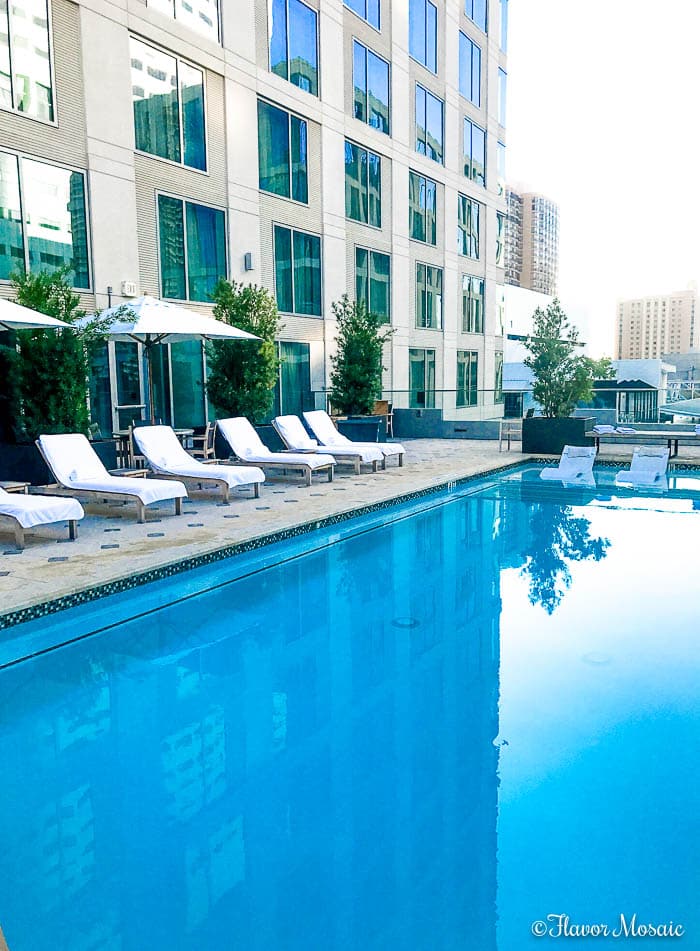Hotel Alessandra a modern luxury hotel in downtown Houston, Texas. Beat the heat in this gorgeous swimming pool.