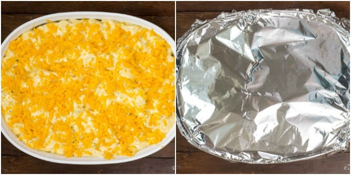 Easy Cheesy Scalloped Potatoes Step By Step Photos - Casserole before going into oven and then covering with foil before going in oven.
