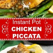 Long Pin for Instant Pot Chicken Piccata with 2 photos and red label