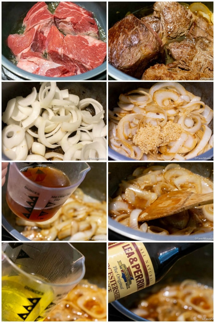Instant Pot Mississippi Pot Roast Step By Step Photo Collages Steps 1-8 Flavor Mosaic