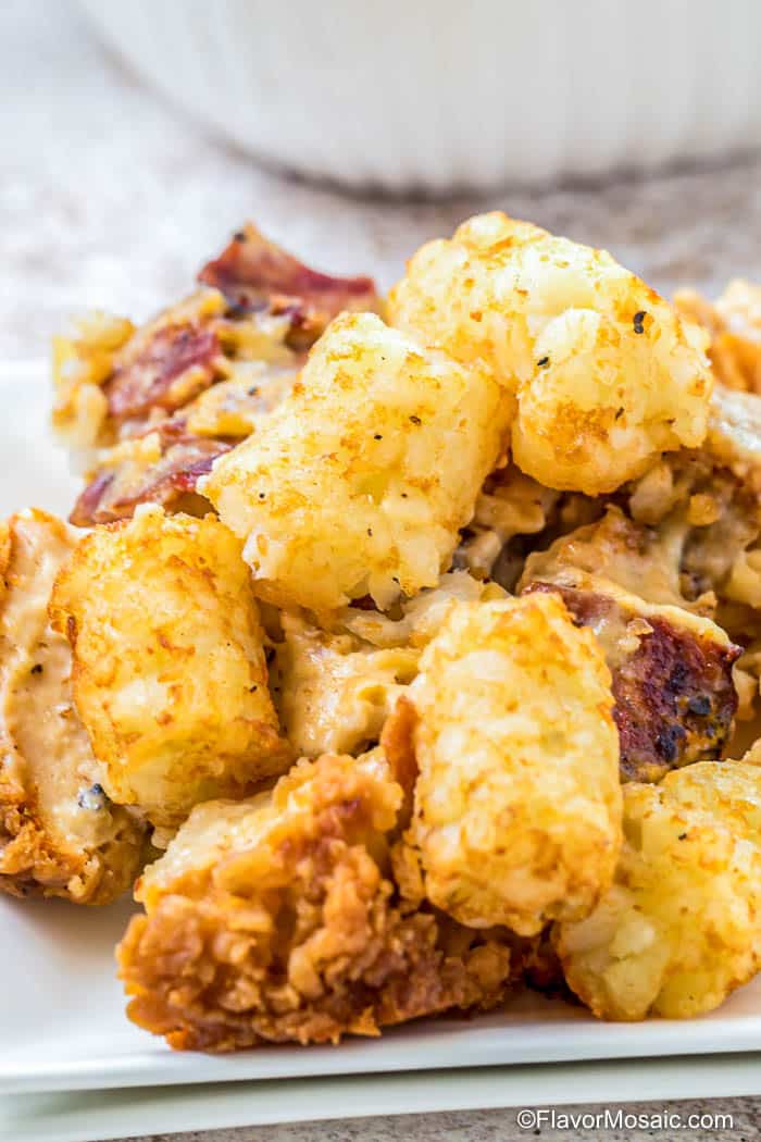 Single serving of Chicken Bacon Ranch Tater Tot Casserole