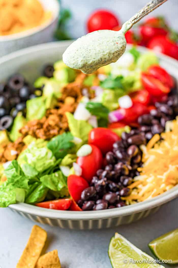 Taco Salad With Cilantro Lime Dressing - Flavor Mosaic