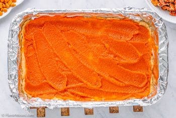 Pumpkin layered on top of crust.