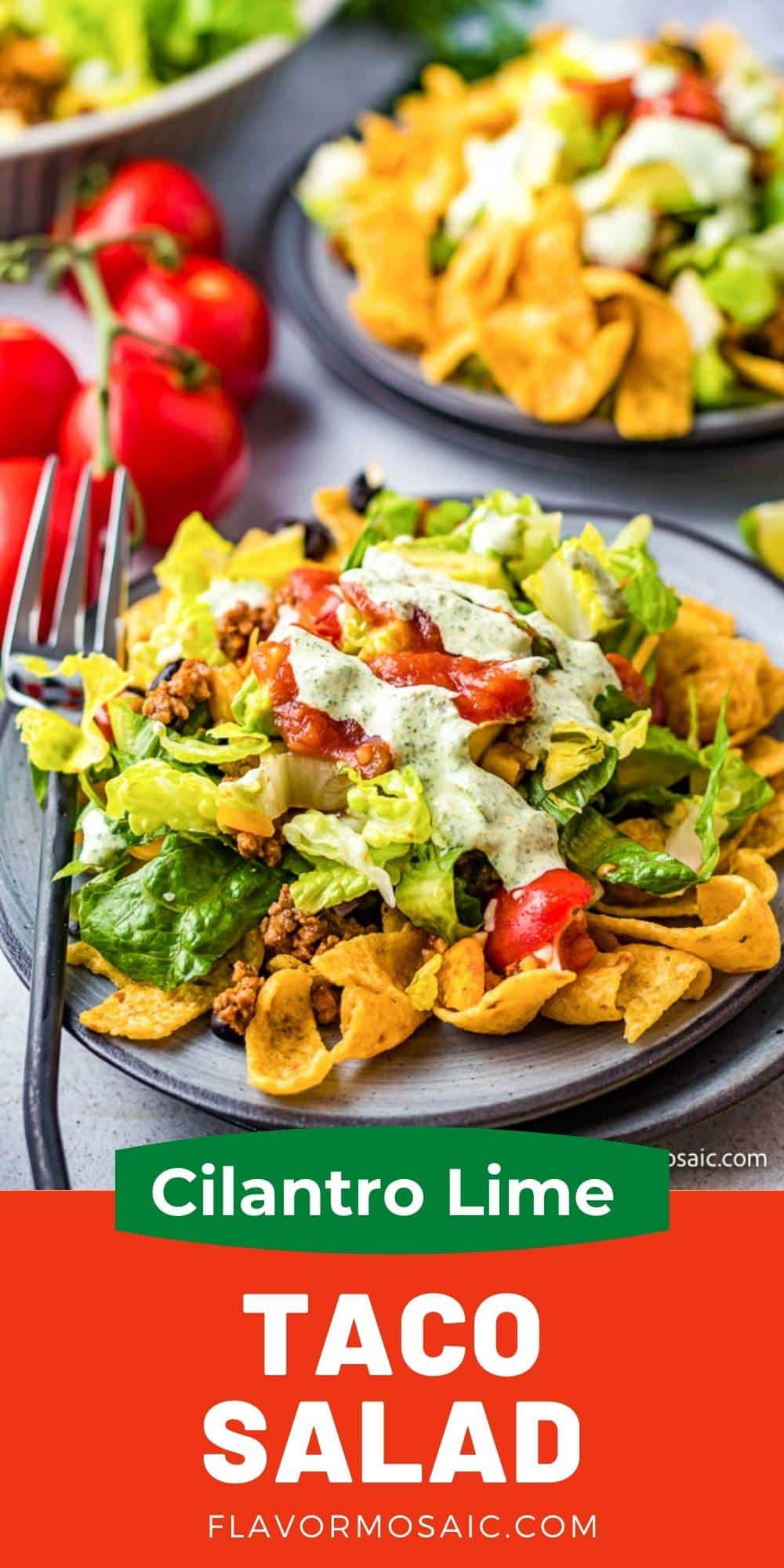 Taco Salad With Cilantro Lime Dressing - Flavor Mosaic
