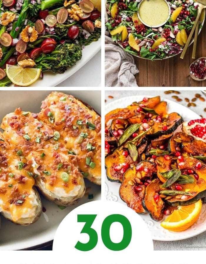4-photo collage of 30 Side Dishes for Prime Rib