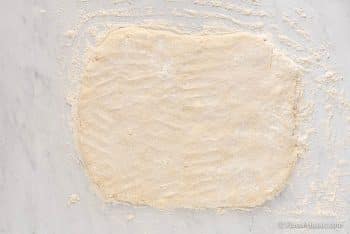 Press the dough out into a 1⁄2" thick rectangle