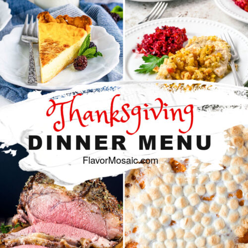 4-photo collage of Thanksgiving Dinner Recipes for a Thanksgiving Dinner Menu